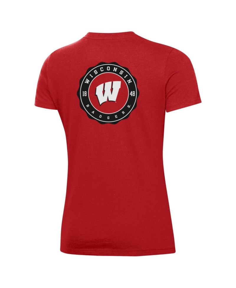 Women's Red Wisconsin Badgers Essentials 2-Hit Performance T-Shirt