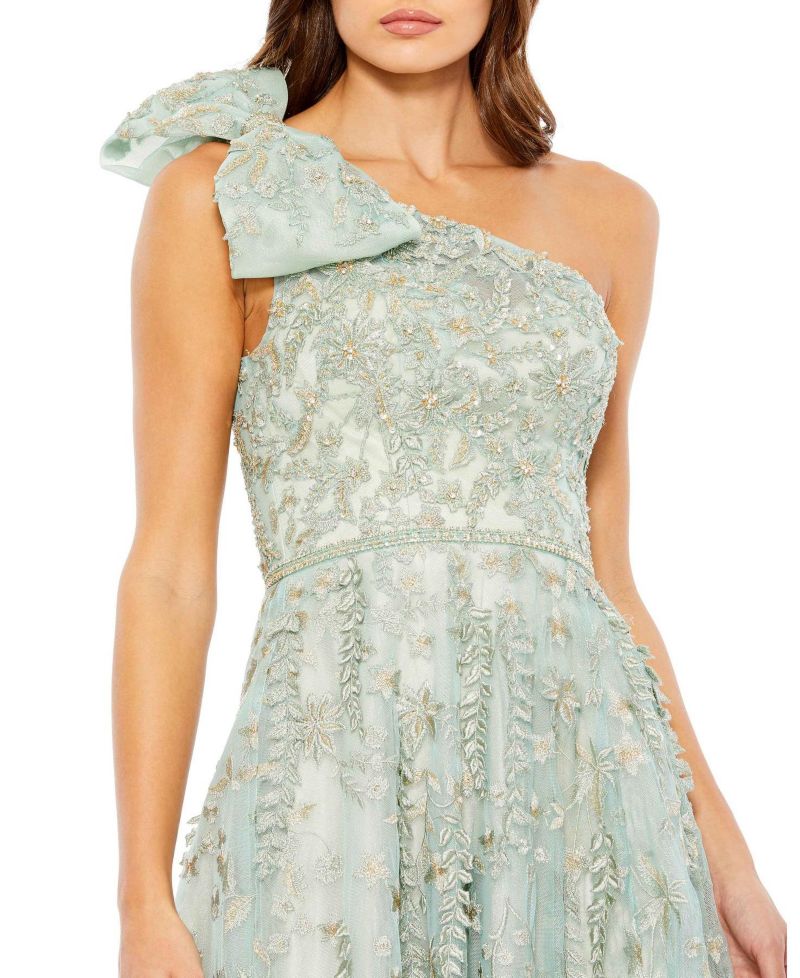 Women's Embellished Bow One Shoulder A Line Gown