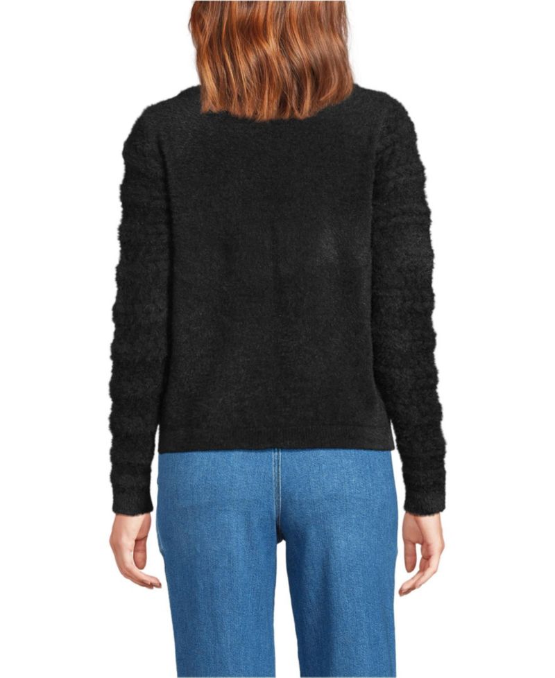 Women's Fuzzy Eyelash Cable Boatneck Sweater