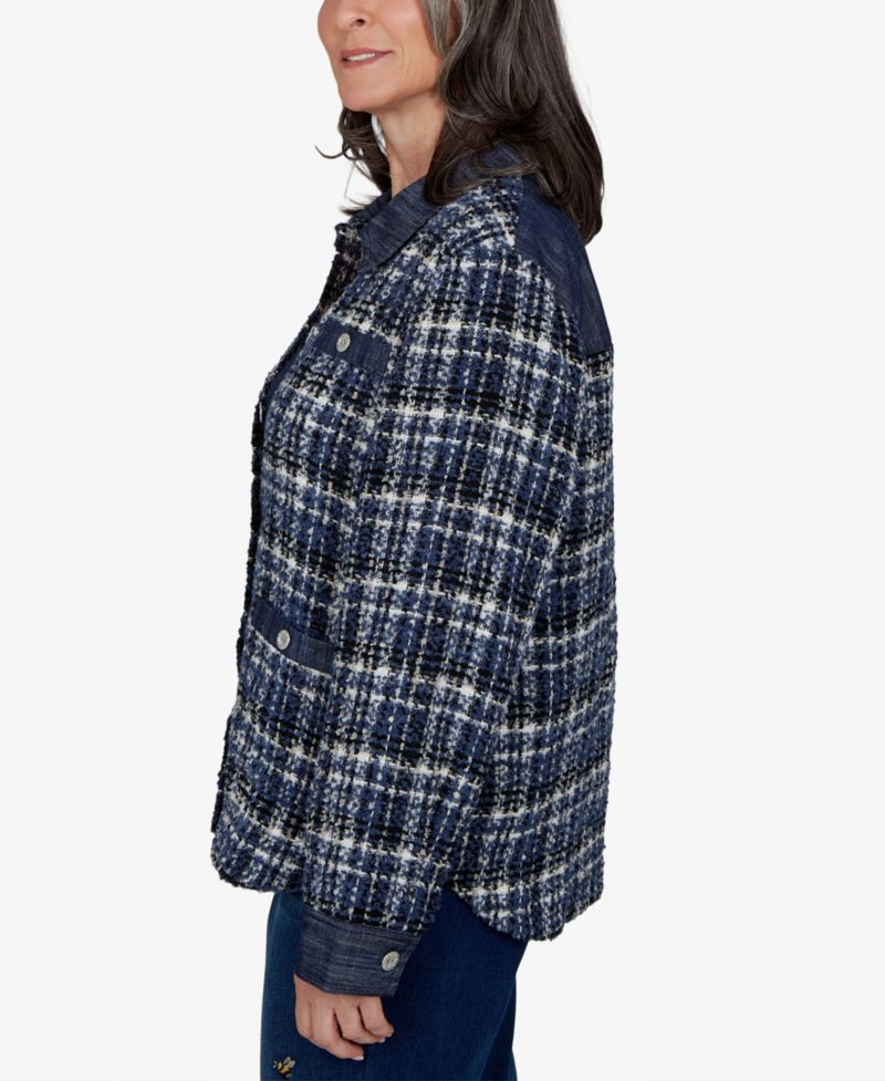 Petite Plaid Tweed Shirt Jacket