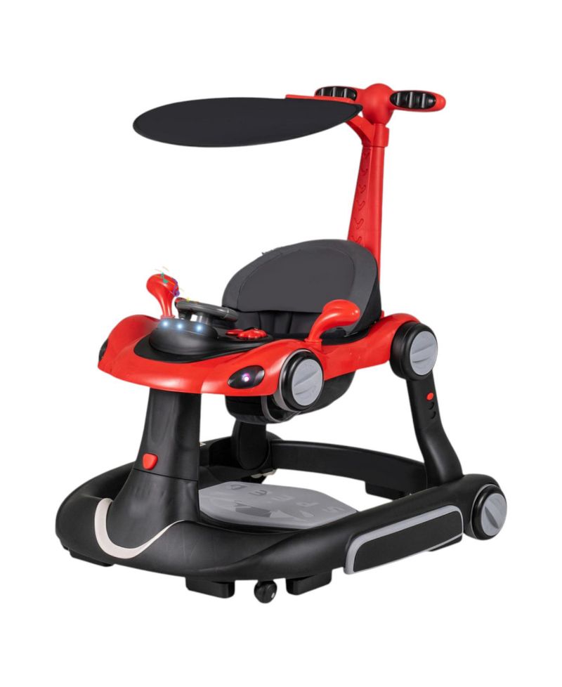 6-in-1 Baby Walker and Activity Center with Canopy, Music and Rocker