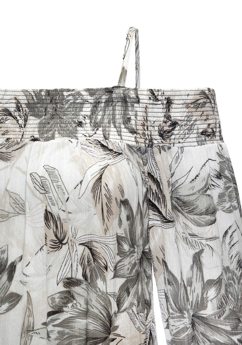 Women's Viscose Printed Off Shoulder Smocked Short Dress