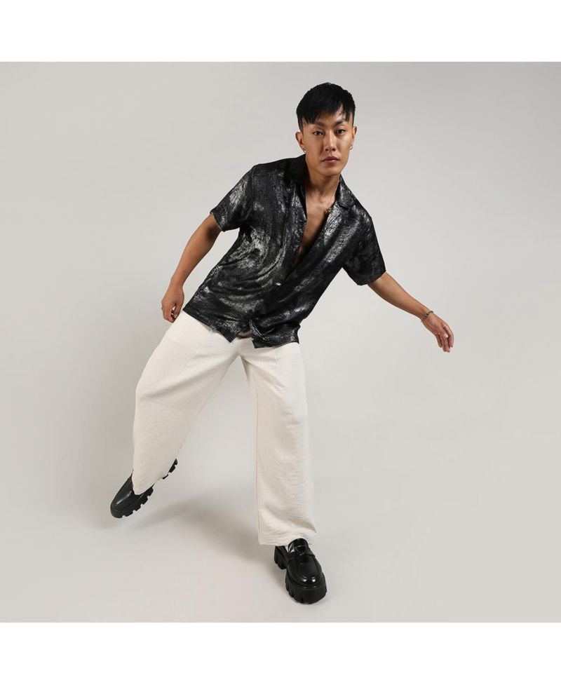 Men's Midnight Black & Chalice Silver Metallic Ombre Shirt