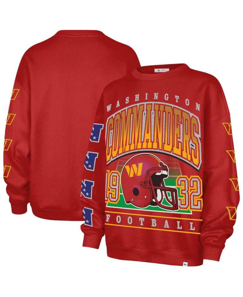 Women's Burgundy Washington Commanders Go Big Oversized Pullover Sweatshirt