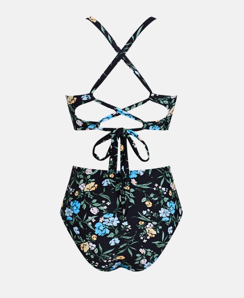 Women's V-Neck Crisscross Bikini Set with Halter Straps