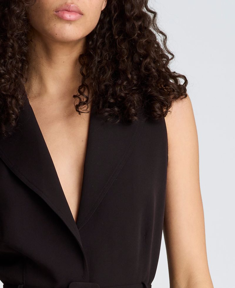 Women's Notched Lapel Belted Dress