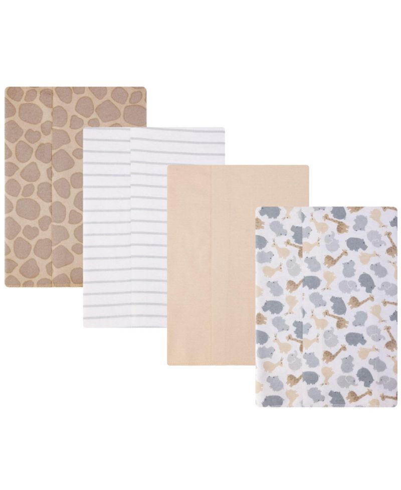 Infant Cotton Poly Flannel Burp Cloths, Safari Friends 4-Pack