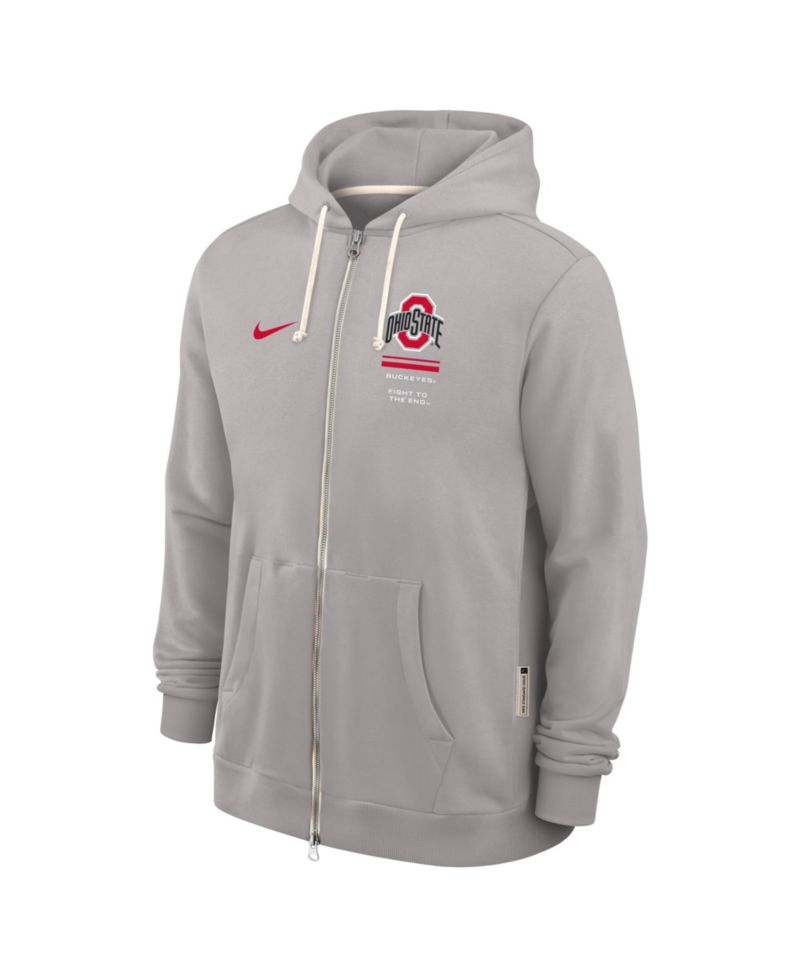 Men's Gray Ohio State Buckeyes 2026 Sideline Standard Issue Dri-FIT Full-Zip Hoodie
