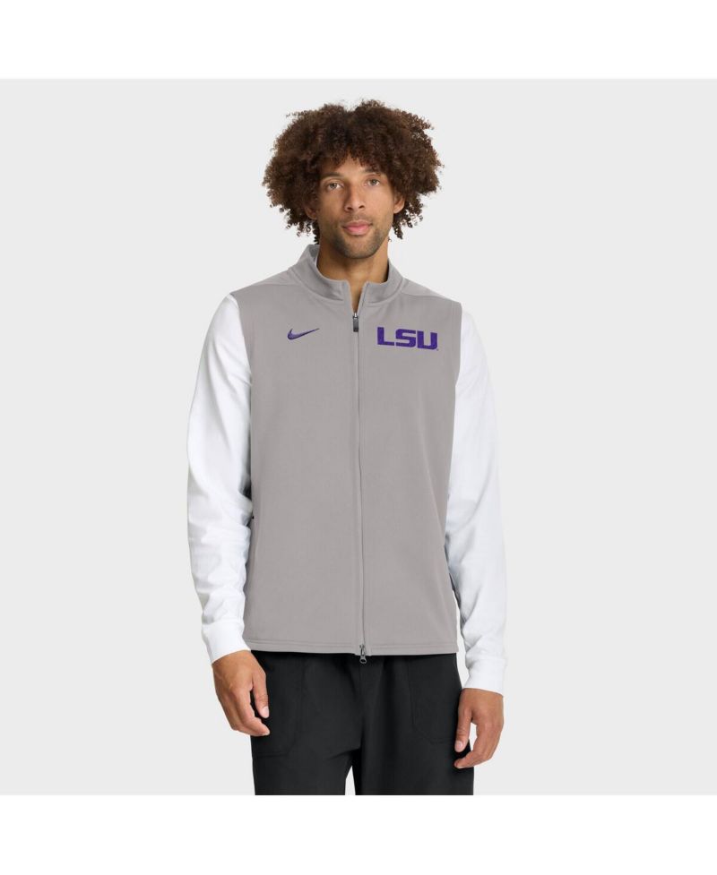Men's Gray LSU Tigers Primetime Victory Performance Full-Zip Vest