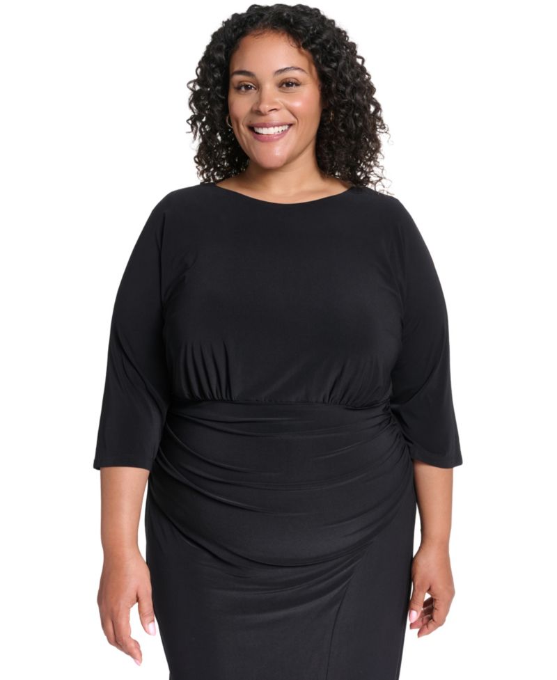 Plus Ruched Bodycon Midi Dress