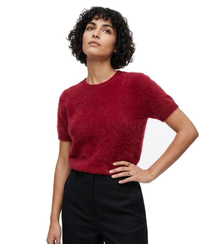 Women's Brushed Short-Sleeve Crewneck Pullover