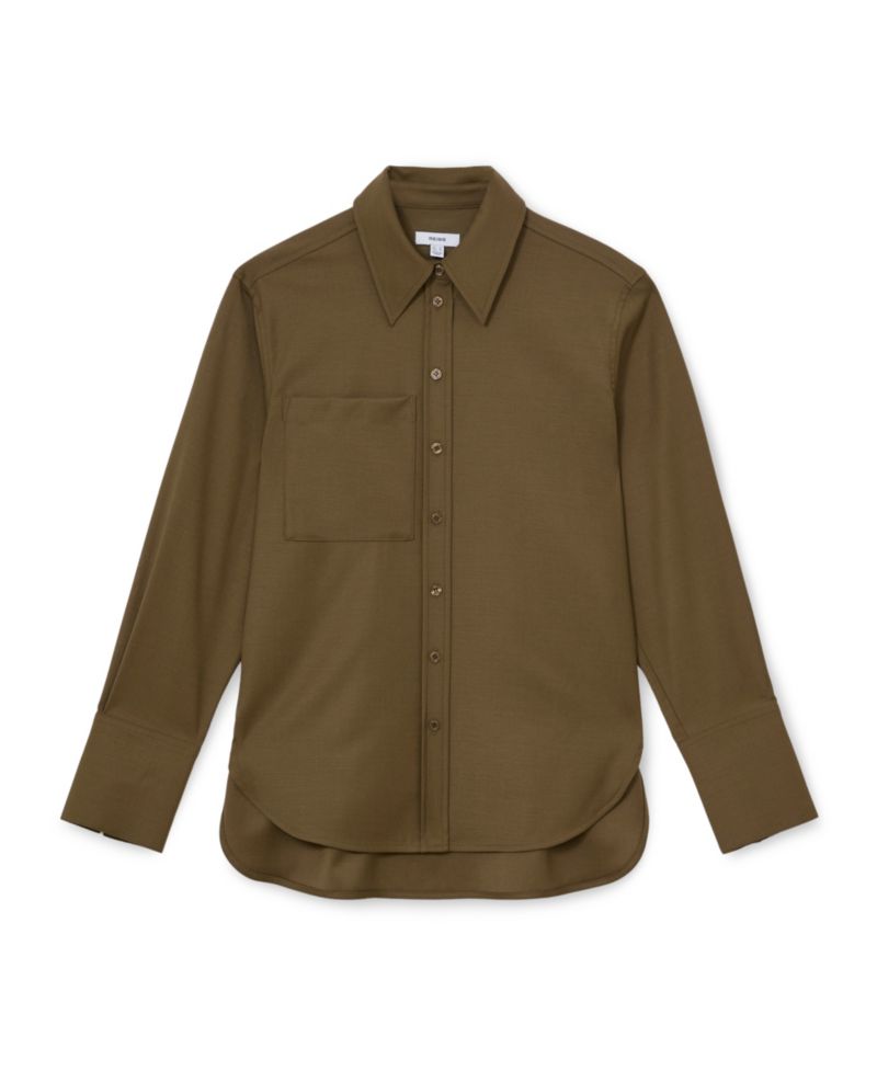 Women's Adie Wool-Blend Collared Long-Sleeve Shirt