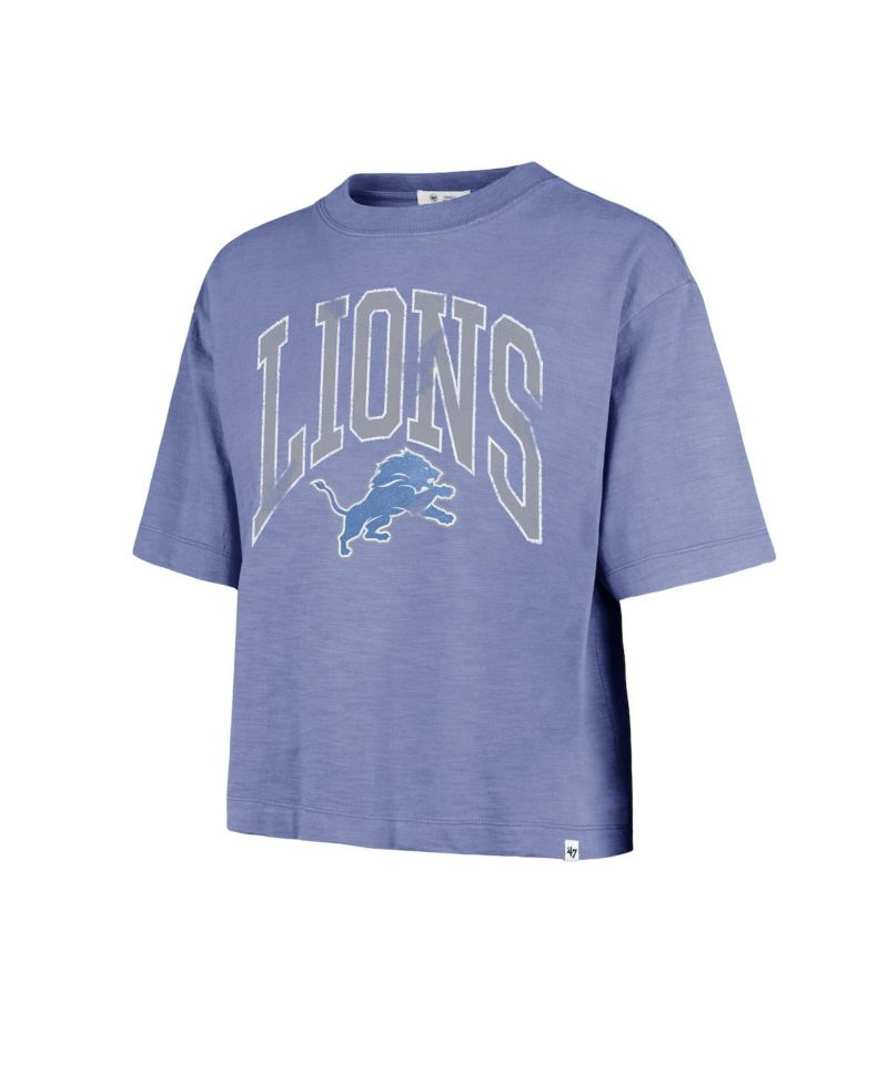 Women's Blue Detroit Lions Cropped Mindi Slub T-Shirt