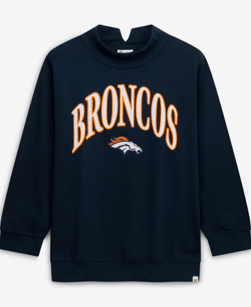 Women's '47 Navy Denver Broncos Plus Size Vantage Mock Neck Pullover