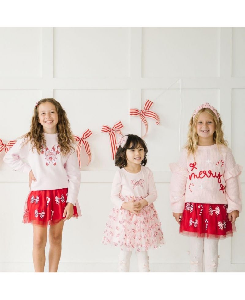 Girls Candy Cane Patch Christmas Sweatshirt