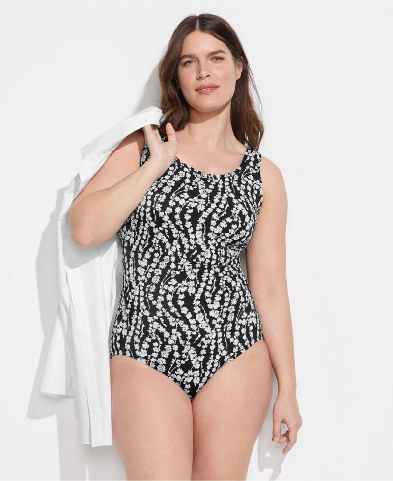 Plus Size Long Tugless Low Leg One Piece Swimsuit