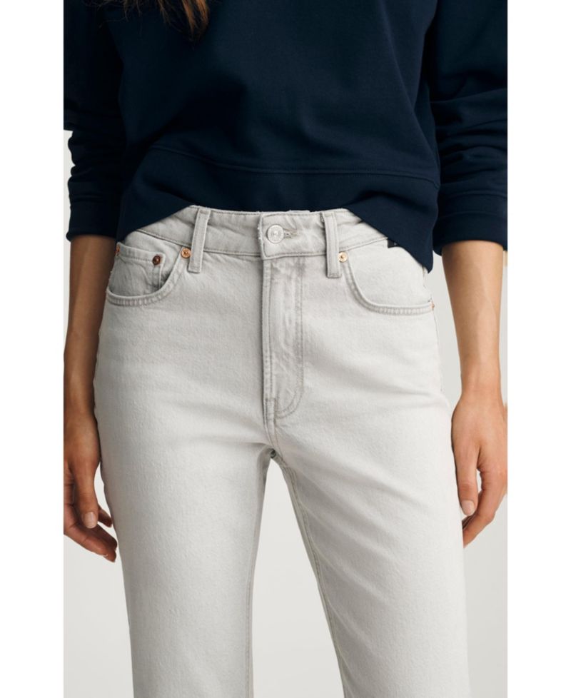 Women's New York High Rise Straight Leg In Ice Grey Classic Blue