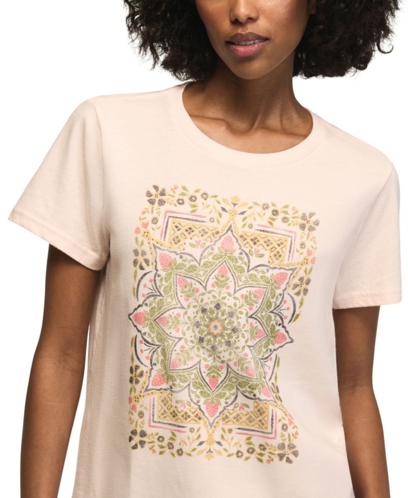 Women's Strawberry Mandala Printed Classic Crewneck T-Shirt