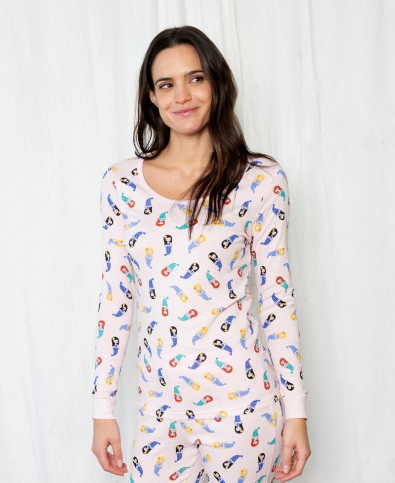 Women's Matching Family Two-Piece Cotton Long Sleeve Shirt and Pants Print Pajamas