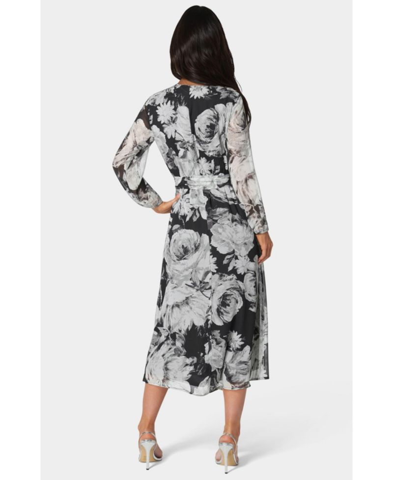 Women's Print Wrap Midi Dress