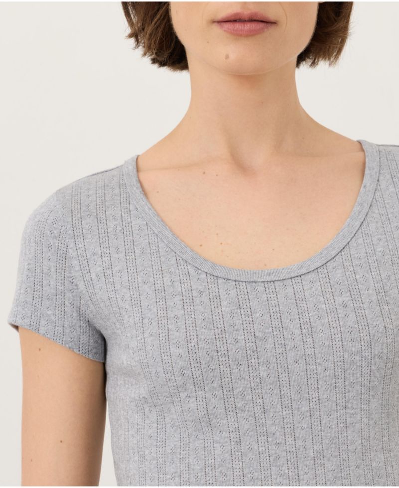 Women's Organic Cotton Pointelle Scoop Neck Tee