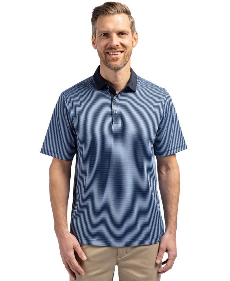Men's Cutter Buck Virtue Eco Pique Micro Stripe Recycled Polo Shirt