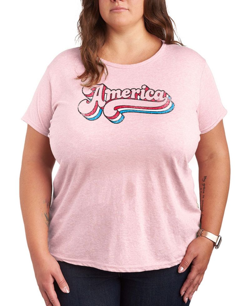 Plus Size Instant Message America Retro Graphic Crewneck T-Shirt