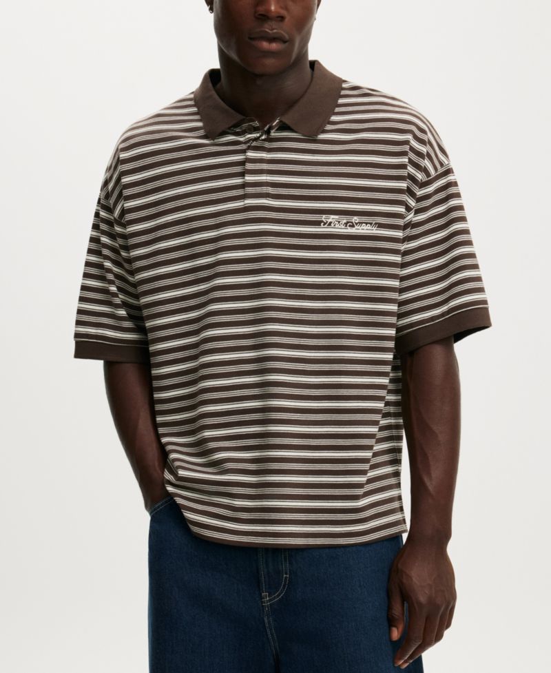 Men's Box Fit Stripe Regular-Fit Polo Shirt