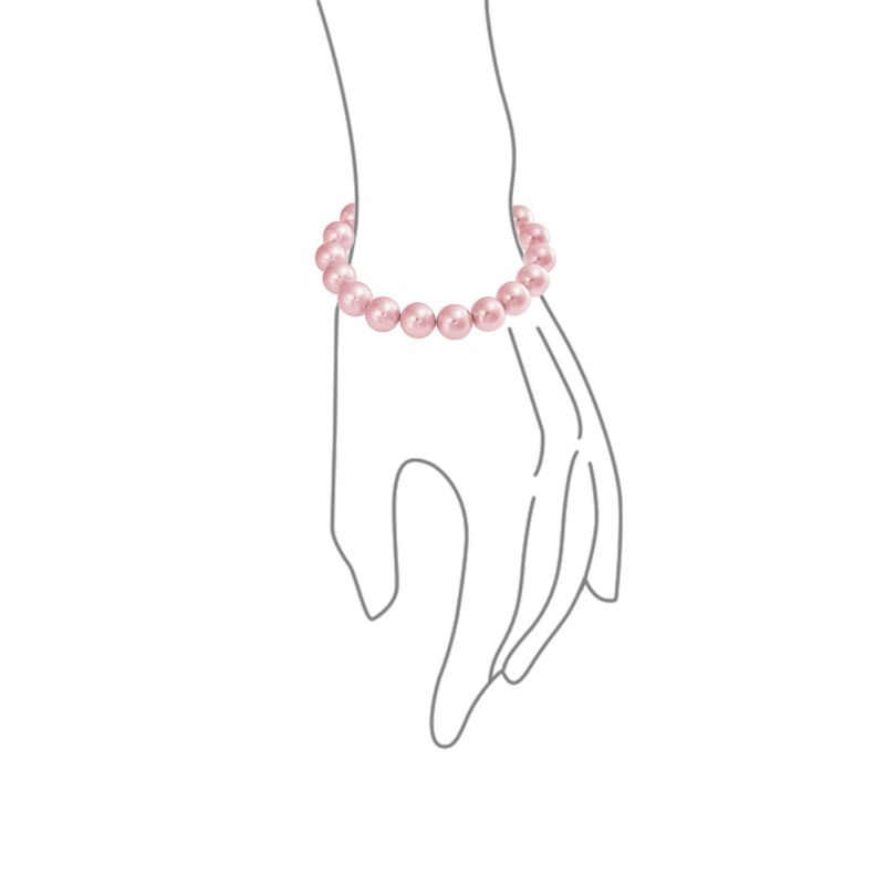 Timeless 12MM Pink Simulated Pearl Stackable Bead Strand Stretch Bracelet