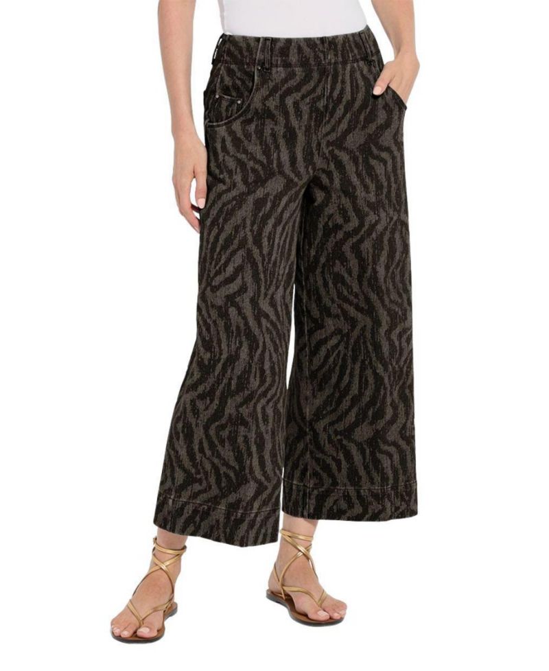 Women's Leo Palazzo High-Rise Wide-Leg Animal-Print Denim, 25" Inseam