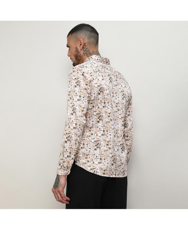 Men's Abstract Print Button Up Shirt