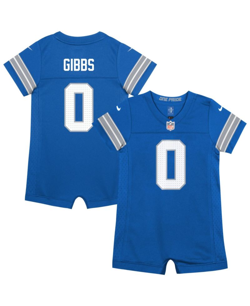 Baby Boys and Girls Detroit Lions Jahmyr Gibbs Short-Sleeve Romper