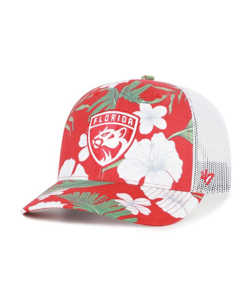 Men's Red/White Florida Panthers Beach Side Adjustable Trucker Hat