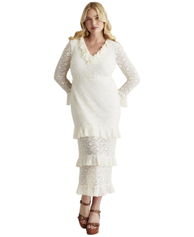 Women's June and Vie Ruffled Lace Maxi Dress