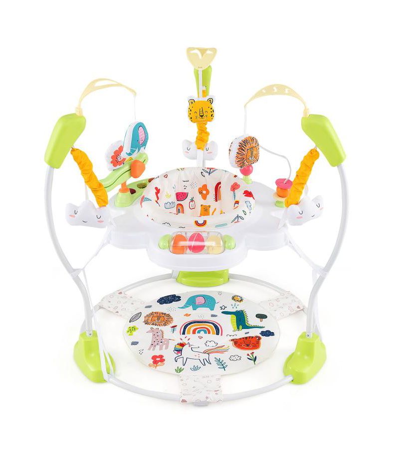 Height Adjustable Baby Activity Center with Interactive Toys and Bouncing Seat