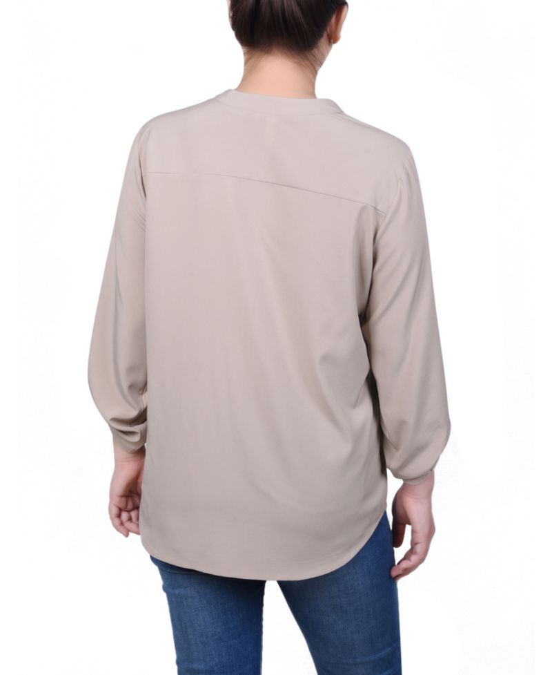 Petite Roll Tab Sleeve Blouse with Pockets