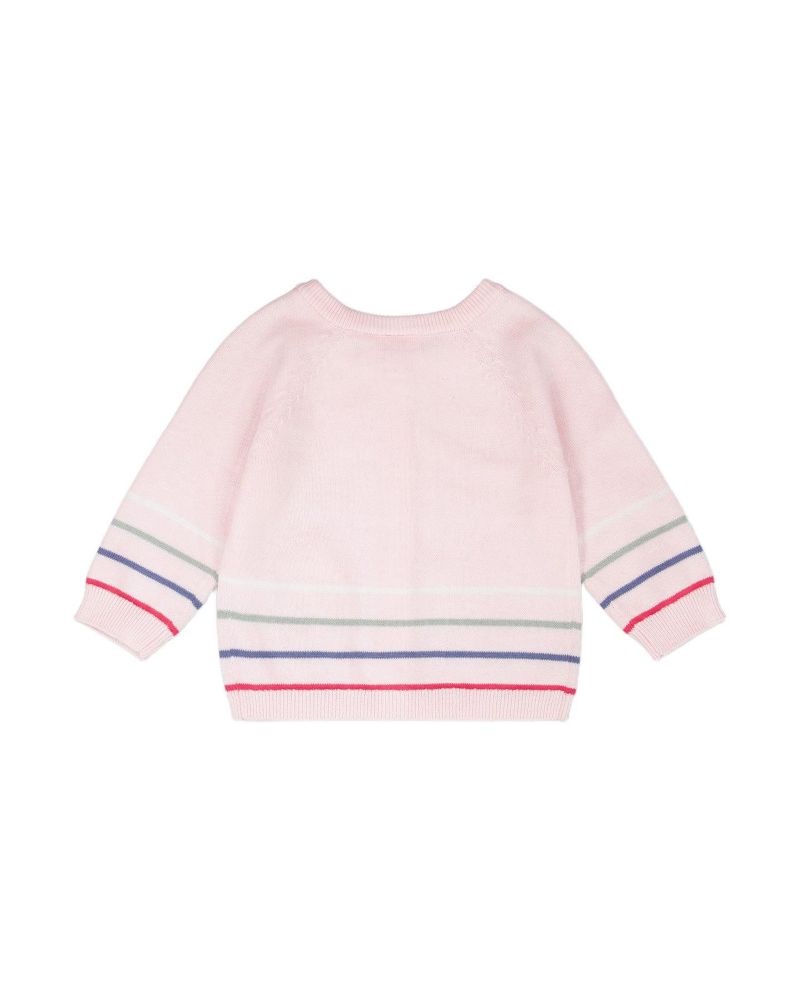 Baby Girls Cotton Knit Striped Button Front Cardigan Light Pink