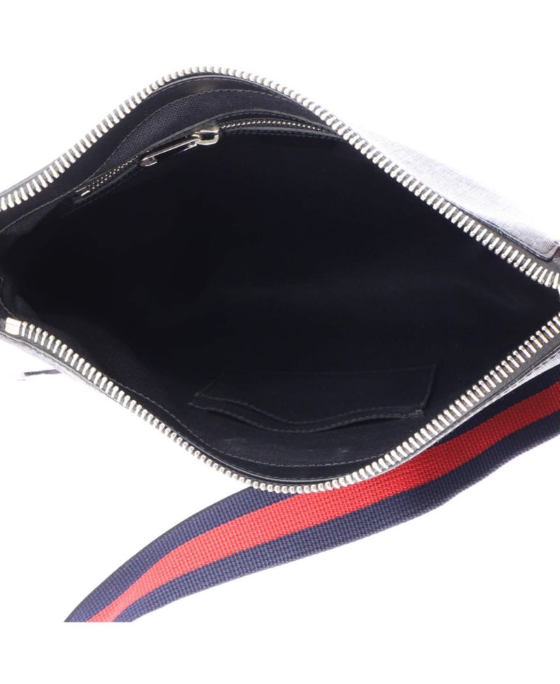 Medium Web Strap Front Zip Messenger Bag GG Coated Canvas
