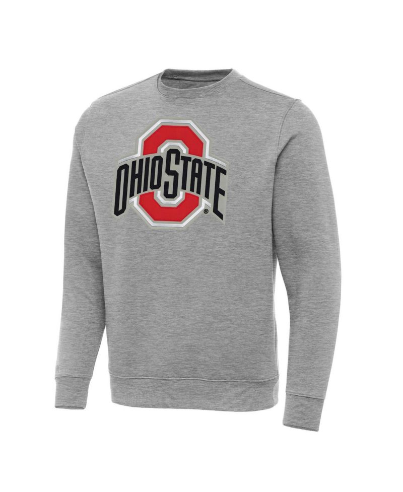 Men's Heather Gray Ohio State Buckeyes Big & Tall Victory Crewneck Pullover Sweatshirt