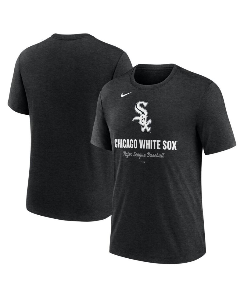 Men's Heather Black Chicago White Sox Logo Tri-Blend T-Shirt