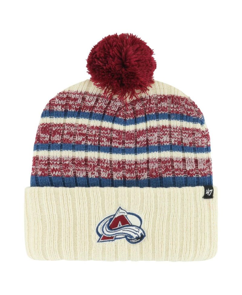 Men's Cream Colorado Avalanche Tavern Cuffed Knit Hat with Pom