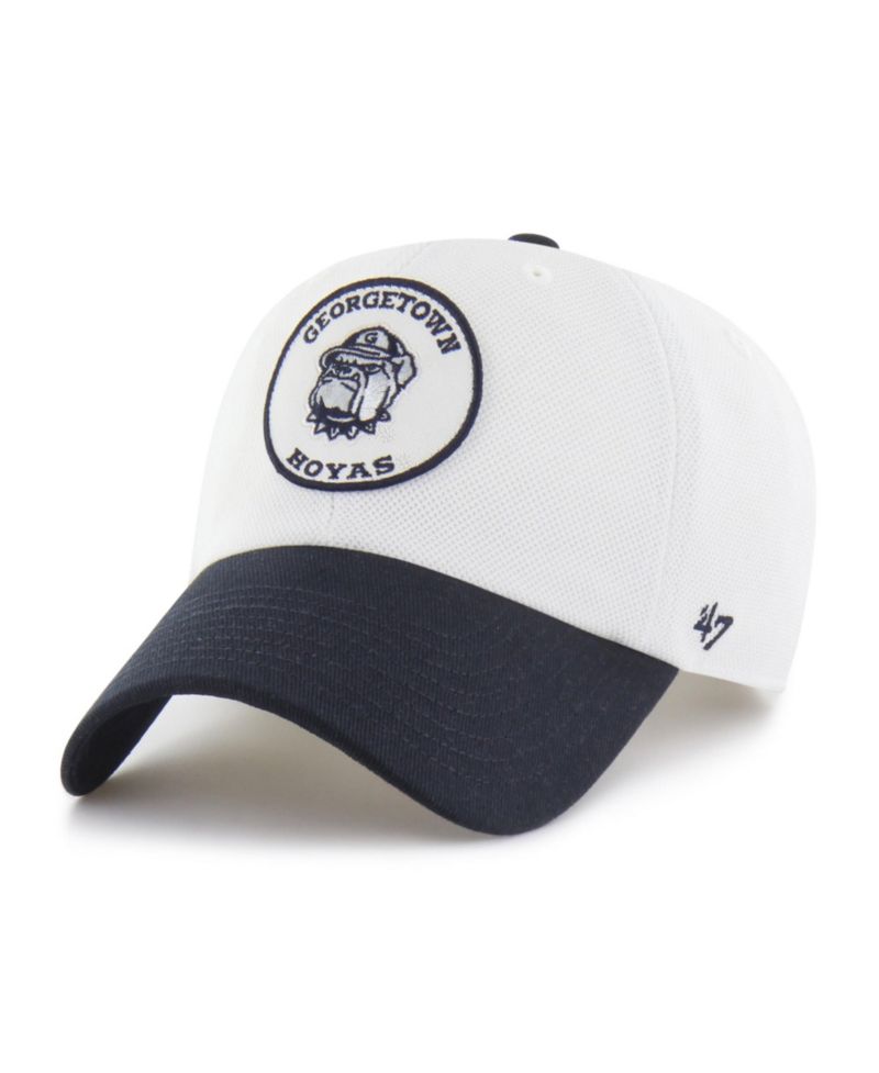 Men's and Women's '47 White/Navy Georgetown Hoyas Pique Patch Clean Up Adjustable Hat