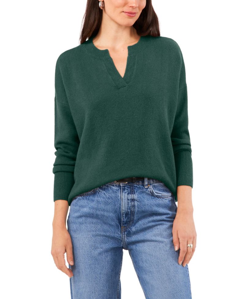 Women's Cozy V-Neck Dropped-Shoulder Sweater
