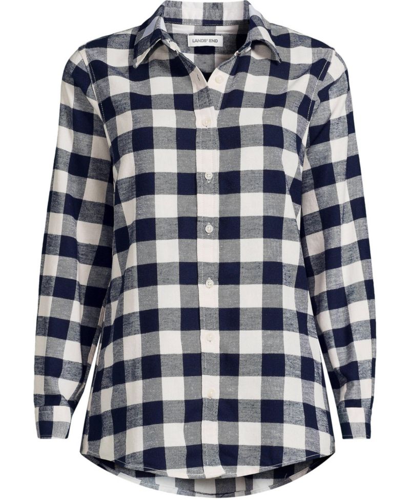 Plus Size Flannel Boyfriend Long Sleeve Shirt