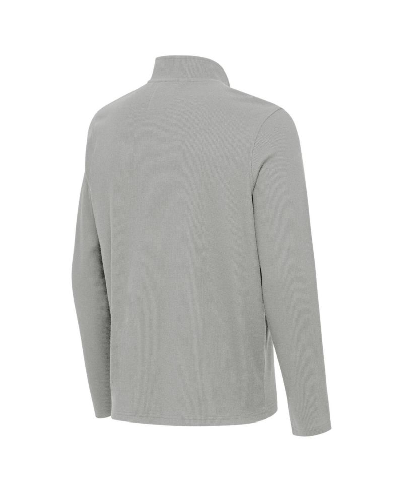Men's Heather Gray Los Angeles Dodgers Sync Tri-Blend Quarter-Zip Pullover