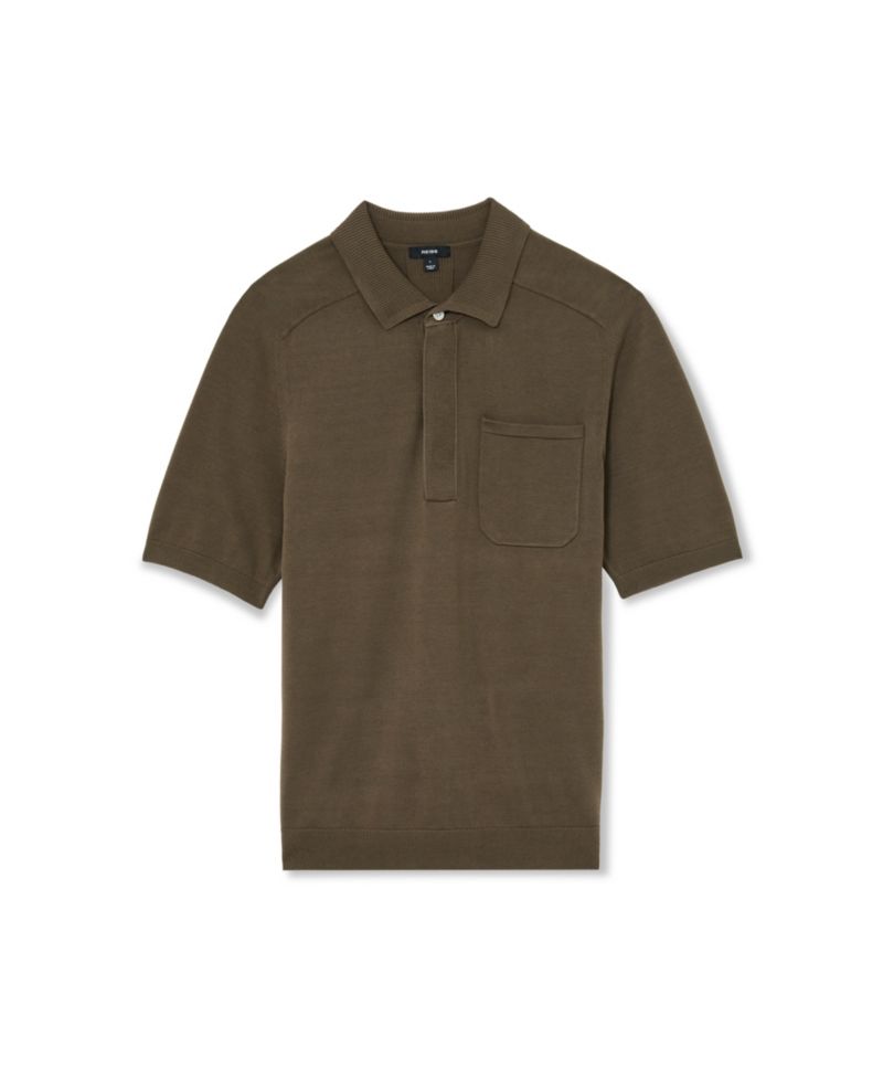 Men's Selkirk Cotton Knit Concealed-Placket Polo Shirt