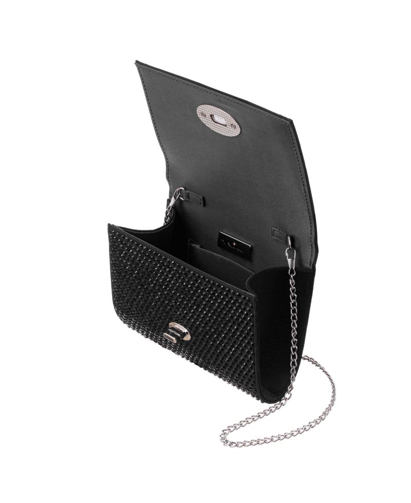 Large Crystal Encrusted Flap Crossbody Bag