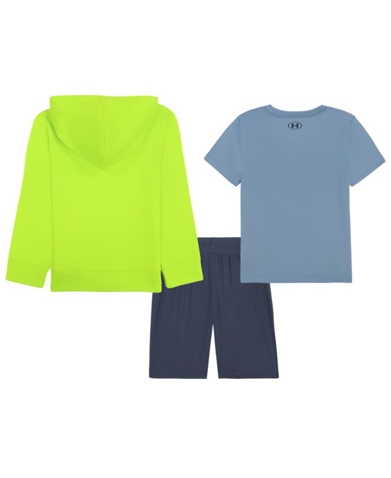 Boys' 4-7 Quarter-Zip Hooded Pique Fleece Hoodie, T-Shirt and Shorts, 3-Piece Set