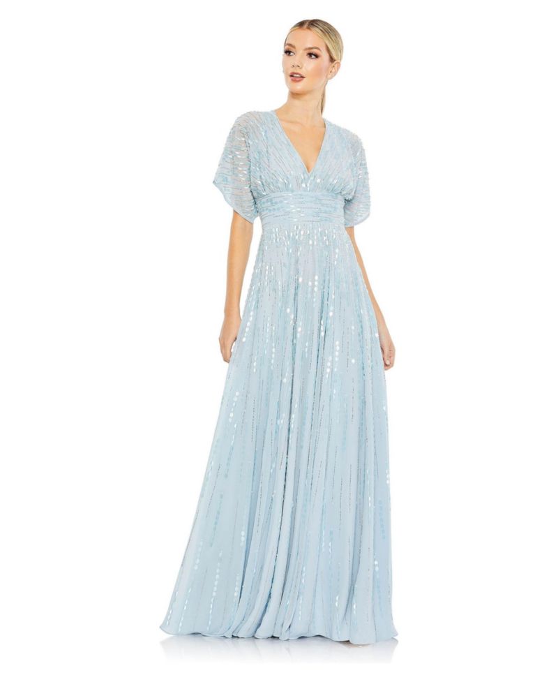 Women's Embellished V Neck Evening Gown