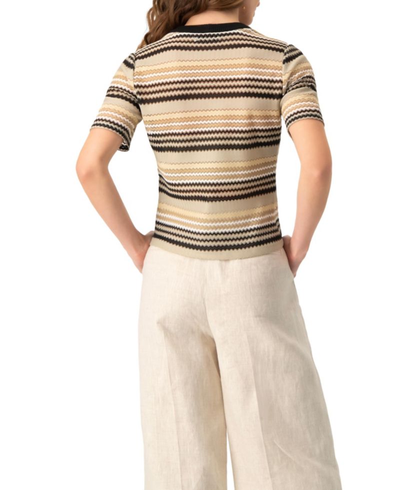 Women's Chevron Stripe Crochet Knit Top
